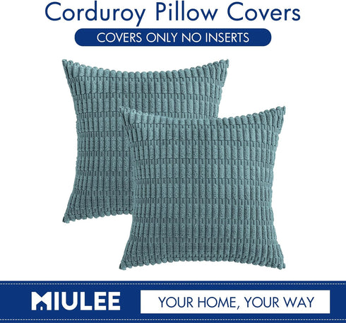 MIULEE Pack of 2 Corduroy Decorative Throw Pillow Covers 20x20 Inch Soft Boho Striped Pillow Covers Modern Farmhouse Home Decor for Spring Sofa Li...
