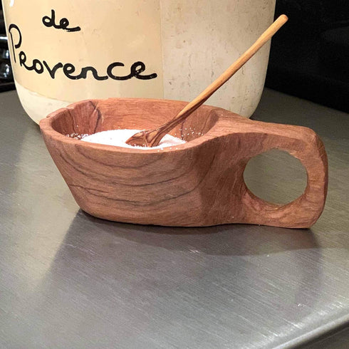Reclaimed Olive Wood Salt and Spice Pot with Spoon - Kenya...
