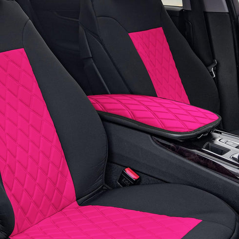 FH Group Diamond Pattern Neosupreme Center Console Pad Water-Resistant Black Seat Box Cover Protector fits Most Cars, SUVs, and Trucks Pink...