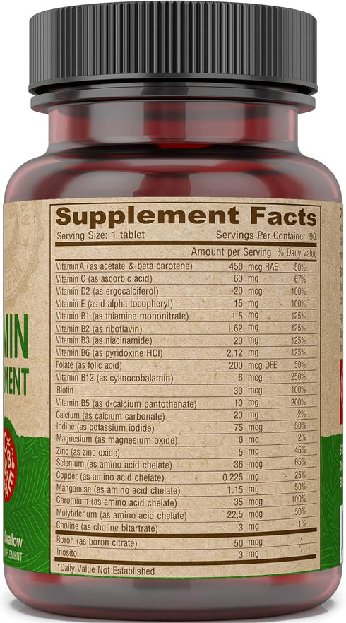 DEVA Vegan Iron-Free Multivitamin & Mineral Supplement, Vitamin C, D2, E & B-Complex, Biotin, 90 Tiny Tablets...