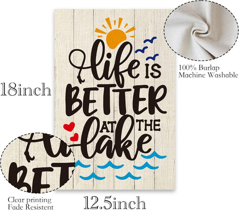 ShuanQ Life is Better at the Lake Garden Flag Double Sided Welcome Flag for Home Yard Outside Lake House Decoration Life is Better at the Lake Fla...