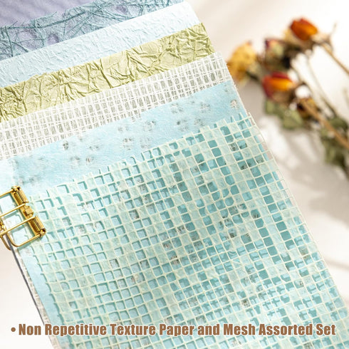 50 Sheets Scrapbook Paper Textured Paper Decorative Mesh Fabric Mixed Set - Special Material Handmade Paper for DIY Crafts Scrapbooking Junk Journ...