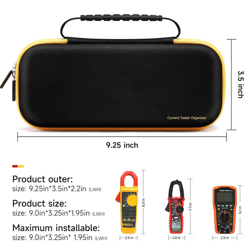 OLAIKE KingSung Hard Carrying Case For Fluke 323/324/325/302/303/305 Digital Clamp Multimeters, Wide Rubber Handle Strap With EVA Strong Drop-Resi...