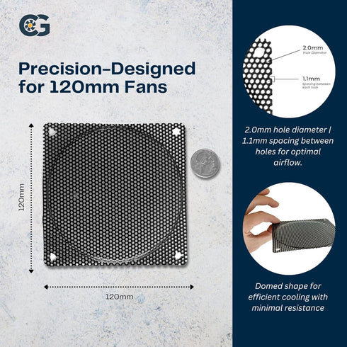 120mm Black Steel Mesh Filter Grill w/1.1mm Diameter Hole...
