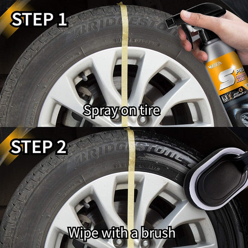 Tire Shine Spray Kit - Car Tire Coating Wax Protectant Prevent Fading - Restore & Renew Faded Tires - Non Greasy Finish No Sling Easy to Use - Ret...