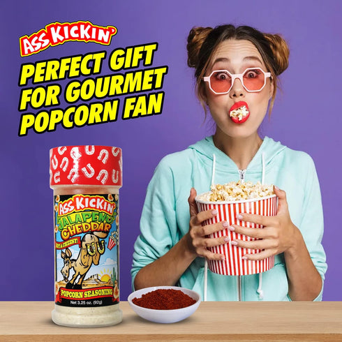 ASS KICKIN' Jalapeno Cheddar Popcorn Seasoning - Great for Gourmet Popcorn or Chicken Wings and Meat - Perfect Stocking Stuffers or Christmas Gift...