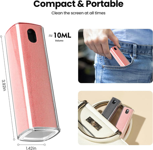 2 Pcs Screen Cleaner Kit, 3-in-1 Touchscreen Mist Cleaner Spray Bottle Tool & Microfiber Cloth for Phone/Laptop/Tablet/TV/Monitor/Car Screens(Pink...