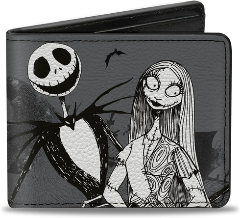 Buckle-Down Men's Disney Wallet, Bifold, Nightmare Before Christmas Jack Sally Zero Cemetery Scene, Vegan Leather, Multicolor, Standard Size...