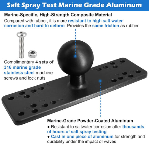 Aluminum Fish Finder Mount with 1.5 Inches/C Size / 38mm Ball, Universal Mounting Plate for Garmin, Lowrance and More, Compatible with RAM Mount, ...
