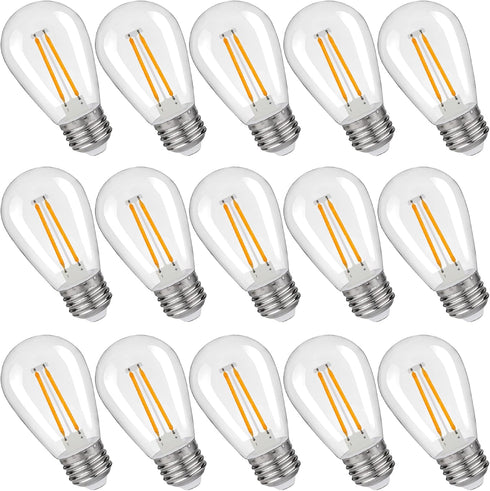 S14 Replacement LED Light Bulbs, Shatterproof & Waterproof 2W S14 LED Bulbs, Outdoor String Lights , E26 Base Patio Edison LED Light Bulbs, Warm W...