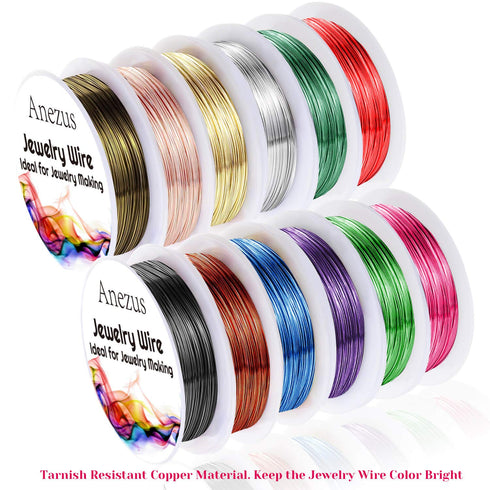 Anezus 12 Rolls Jewelry Wire Craft Wire Tarnish Resistant Beading Wire for Jewelry Making Supplies...