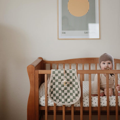 mushie Muslin Baby Burp Cloths | 100% Organic Cotton, Set of 2 (Olive Check/Natural Check)...