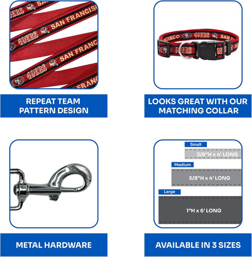 NFL PET Leash San Francisco 49ers Dog Leash, Large Football Team Leash for Dogs & Cats. A Shiny & Colorful Cat Leash & Dog Leash Licensed by The N...