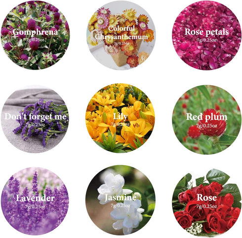 9 Bags Dried Flowers,100% Natural Dried Flowers Herbs Kit for Soap Making, DIY Candle Making,Bath - Include Rose Petals,Lavender,Don't Forget Me,L...