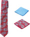 Men's Woven Paisley Regular Length Neck Tie with 2 Handkerchief Pocket Squares Hanky Set - Red Light Blue...