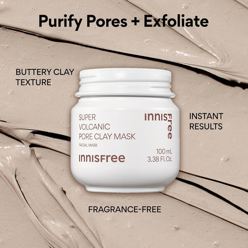 innisfree Super Volcanic Pore Clay Mask, Korean Pore Clearing Clay Mask with Volcanic Clusters and AHA...