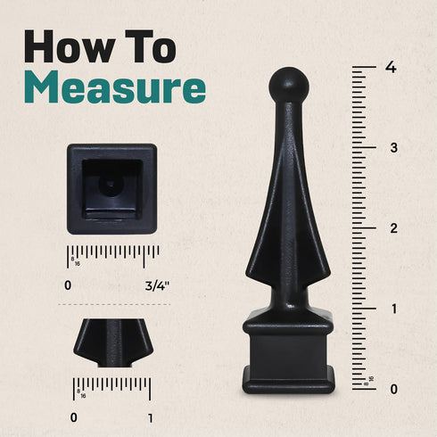 Fence Finial Toppers for Square Post | Four-Sided Spire | Premium USA Made | Black Polypropylene Plastic (10 Pack, Fits 3/4 in.)...