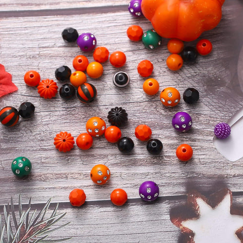 1510PCS Halloween Beads for Jewelry Making Pumpkin Skull Beads Polymer Clay Beads Evil Eye Beads Enamel Halloween Charms for Bracelet Necklace Ear...