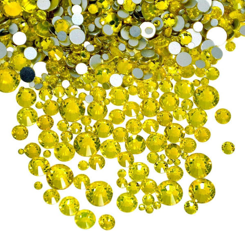 AD Beads 1440 Pieces Mixed Size No Hotfix Glue on Quality Glass Flatback Rhinestones Round Crystal Gems (21 Citrine)...