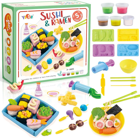 Sushi Play Food Playset Play Dough Sets for Kids Ages 4-8 Kitchen Creation Kit Toy with 5 Compound Colors Play Dough Sets for Kids Ages 2-4,Gift f...
