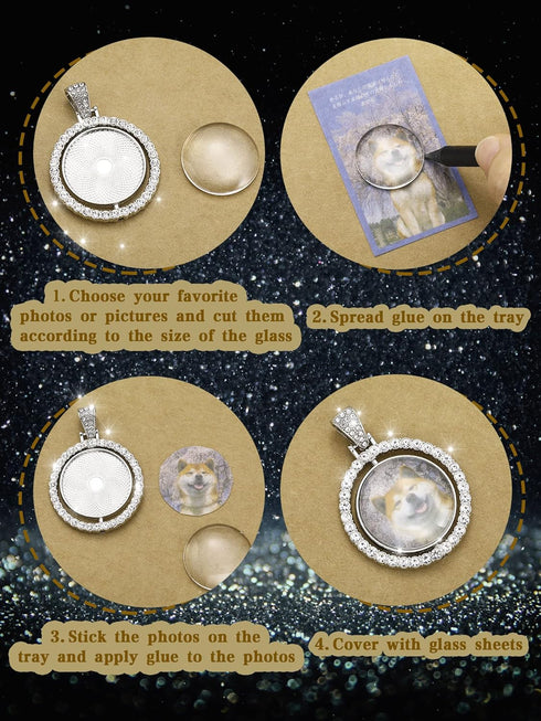Ferraycle 27 Pieces Rhinestone Bezel Pendant Trays Set Including 9 Pieces Double-Sided Sublimation Blank 1 Inch Bezel Round Pendant Trays Charms w...