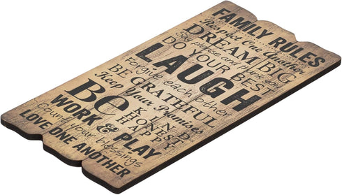 P. Graham Dunn 12 x 6 Small Fence Post Wood Look Decorative Sign Plaque, Family Rules...