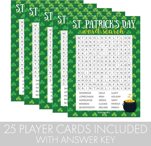 DISTINCTIVS St. Patrick's Day Word Search Classroom Party Game - 25 Player Cards...
