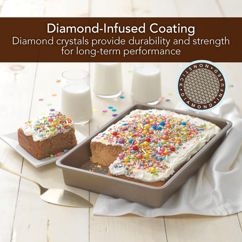 GoodCook Sweet Creations Textured Nonstick Medium Sheet Cake Pan, 13" x 9" x 2", Champagne Pewter...