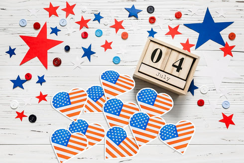 250 American Flag Heart Stickers -Patriotic Decals for Events, Celebrations, and Decorations -...