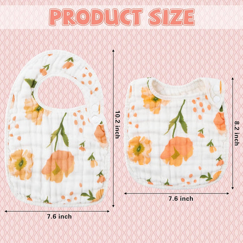 Zainpe 6Pcs Snap Muslin Cotton Bibs for Baby Flamingo Star Flower, Machine Washable Adjustable Burp Cloths with 6 Absorbent Soft Layers for Infant...