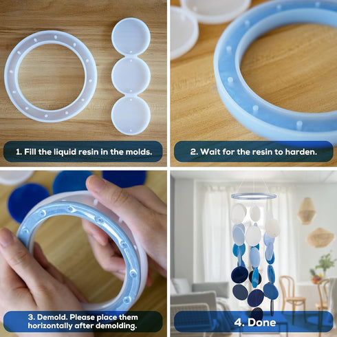 Temlum Silicone Resin Molds for Wind Chime, DIY Resin Wind Chime Molds Resin Casting Mold for Home Décor Resin Craft Supplies...