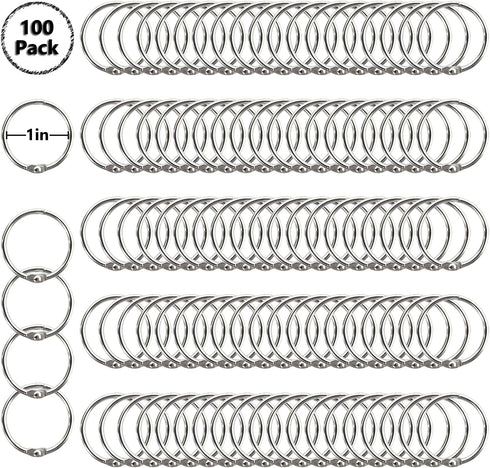 Loose Leaf Binder Rings 1-Inch?100 Pack? Office Metal Book Rings, Nickel Plated Steel Key Rings for School?Sliver...