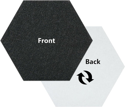 Vienrose Hexagon Felt Bulletin Board Self Adhesive Pin Board Wall Decoration Tiles with 35 Push Pins for Office Home and School, Black 8 Pack...