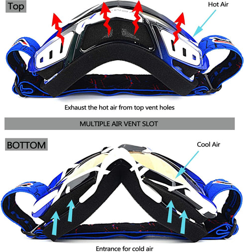 Motorcycle Motocross Goggles ATV Racing Goggles Dirt Bike Tactical Riding Motorbike Goggle Glasses, Bendable Windproof Dustproof Scratch Resistant...