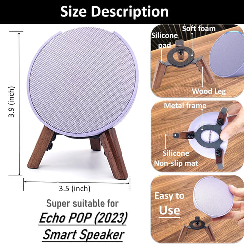 Real Wood Stand for Echo POP (2023),Tripod Accessories Protect pop Speaker for Better Sound,Secure Stable Sturdy Wooden Mount Holder for Alexa POP...
