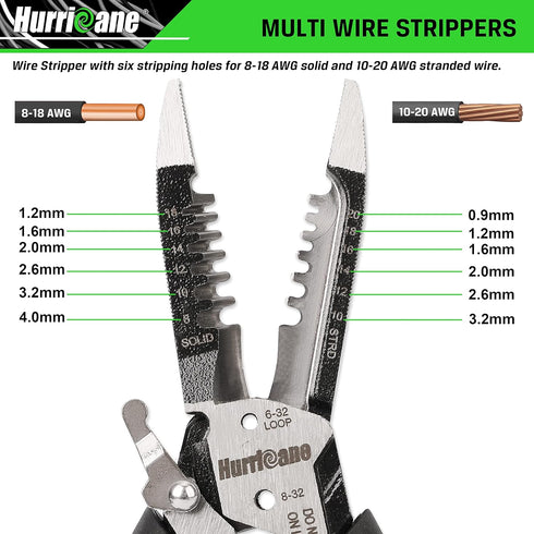 HURRICANE 6-in-1 Wire Stripper Tool, Wire Strippers, Crimping Tool, Wire Cutter Stripping Tool, Multifunctional Electrical Pliers for Cable Stripp...