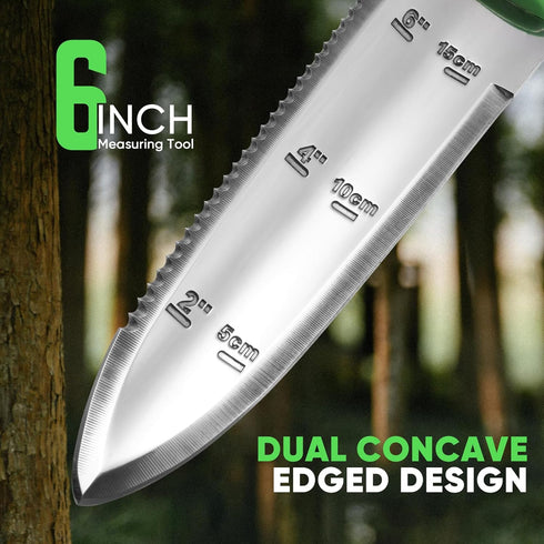 GK01 Hori Hori Garden Knife, Full Tang Gardening Knife with 7.1" Stainless Steel Double-Edged Blade, Heavy Duty Gardening Hand Tool for Weeding an...