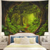 Tushelia Forest Tapestry Psychedelic Tree Cave Tapestries Fantasy Nature Landscape Backdrop Tapestries Stream Through Rainforest Jungle Tapestry W...