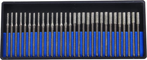 Drilax 30-Pc Diamond Drill Bit Set | 15x 2mm & 15x 3mm | 1/8" Shank Dremel Compatible for Glass, Sea Glass, Gemstones & Lapidary...