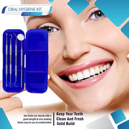 Dental Care Set Dentist Tools Kit, Professional Calculus and Plaque Remover Set, Dental Hygiene Kit, Teeth Plaque Remover Tool Metal Tooth Pick an...