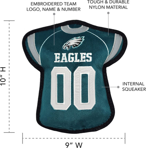 The 1st Ever Tough but Smooth Dog Toy NFL Philadelphia Eagles Football Jersey Tough Pet Toy. A Premium Quality Doggie Toy with Built-in Squeaker. ...