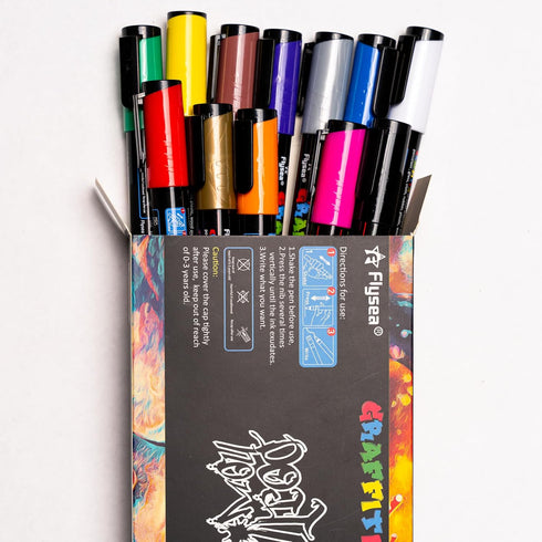 Stencil Stop Acrylic Paint Markers Set of 12 - Premium 3mm Medium Tip Water Resistant Paint Pens for Rock Painting, Wood, Canvas, Stone, Glass, Fa...
