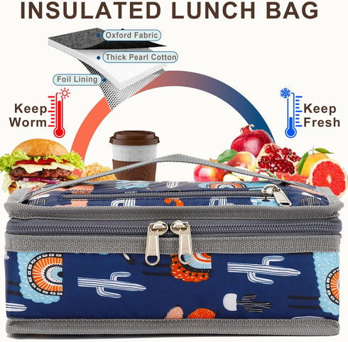 FlowFly Small Insulated Lunch box Portable Soft Bag Mini Cooler Thermal Meal Tote Kit with Handle for Work & School (Alpaca)...