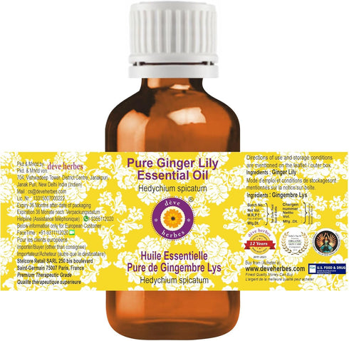 Deve Herbes Pure Ginger Lily Essential Oil 15ml (0.50 oz)...
