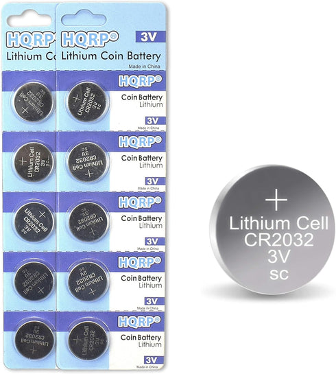 HQRP 10-Pack CR2032 3-Volt Lithium Cell Battery CR2O32 CR2032L...