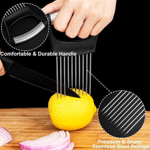 ESINAM Onion Slicer Holder, Premium Vegetable Slicer Cutter for Potato and Tomato, Sharp Stainless Steel Food Slicer Assistant Tool for Slicing Fr...
