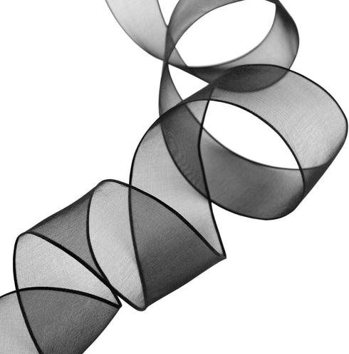 VATIN Christmas Ribbon Sheer Organza Wired Ribbon 1-1/2 inch 25 Yards (75Ft) -Black,Perfect for Making Bows and Wreaths...