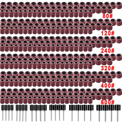 AUSTOR 384 Pieces Drum Sander Set Including 360 Pieces Nail Sanding Band Sleeves and 24 Pieces Drum Mandrels for Dremel Rotary Tool...
