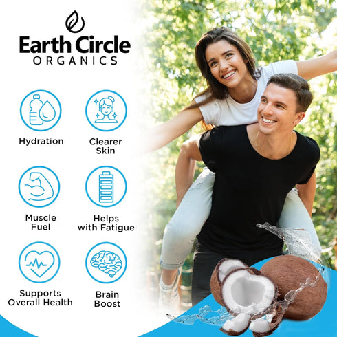 Earth Circle Organics Pure Coconut Water Powder | Coconut Electrolyte Powder for Energy and Hydration Supplement | No Additives | Unsweetened | Ve...
