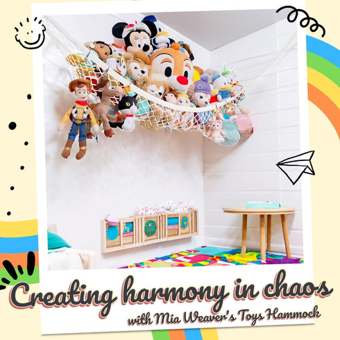 Stuffed Animal Hammock for Plushie Toys | Corner Hanging Storage Net for Organizing your Teddy and Stuffy Collection | (1 Pack, Pattern Ocean)...